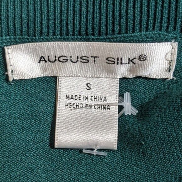 August Silk lightweight emerald green sweater w/ pocket - slightly sheer - S - Picture 4 of 5